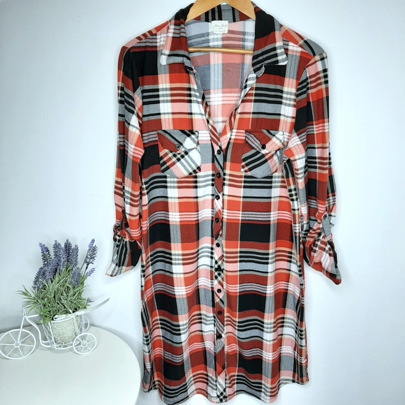 Ultra Flirt Flannel Red Plaid Dress plus size 1X